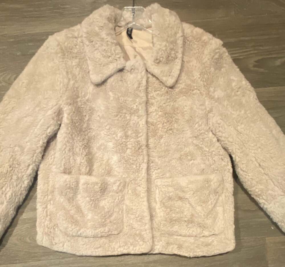 H&M Divided Cream Teddy Faux Fur Jacket